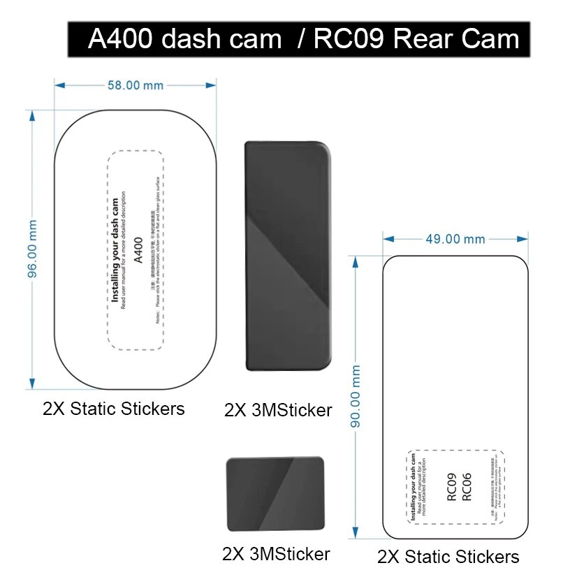 for 70mai RC09 Rear camera Static Stickers For 70mai Dash Cam A400 Dash