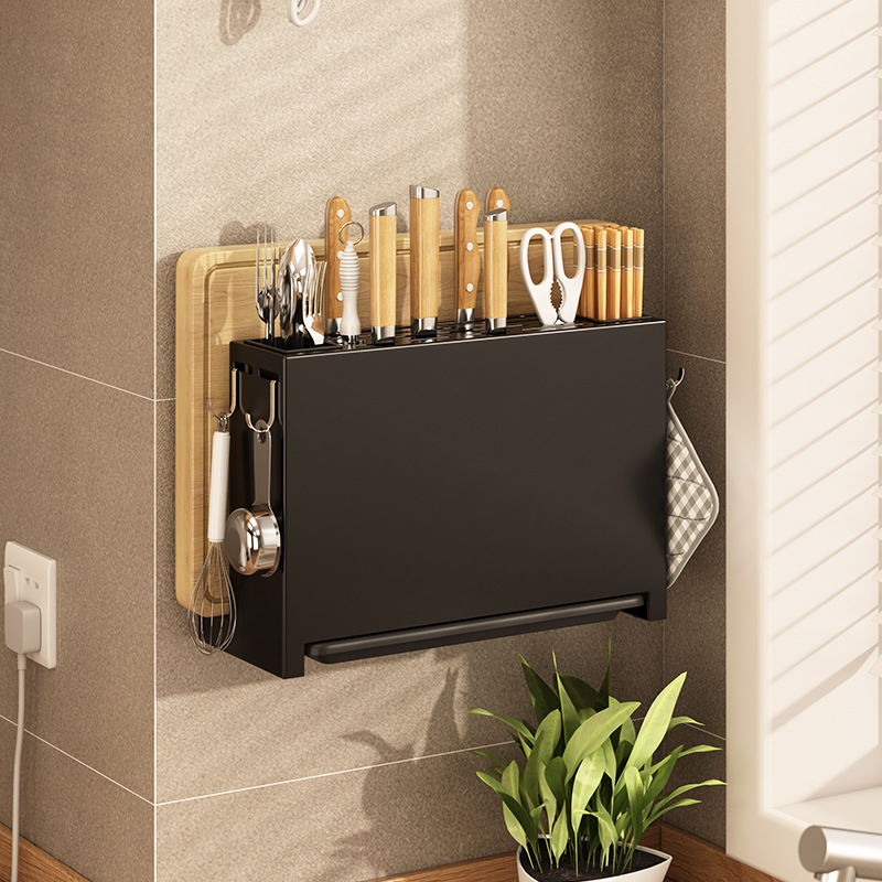 KS Kitchen storage rack, knife holder, countertop, multifunctional storage rack, chopstick rack, wall mounted perforated knife and chopstick rack