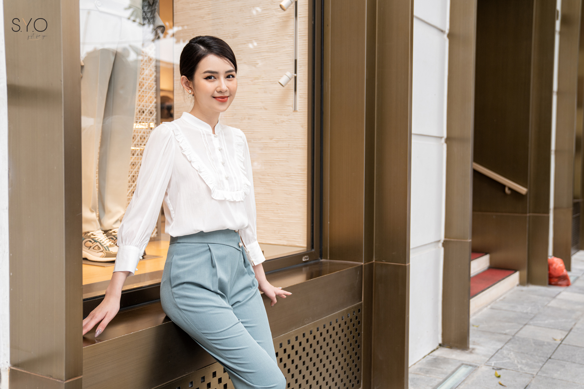 Áo sơ mi bèo ngực cổ tàu A1032-22