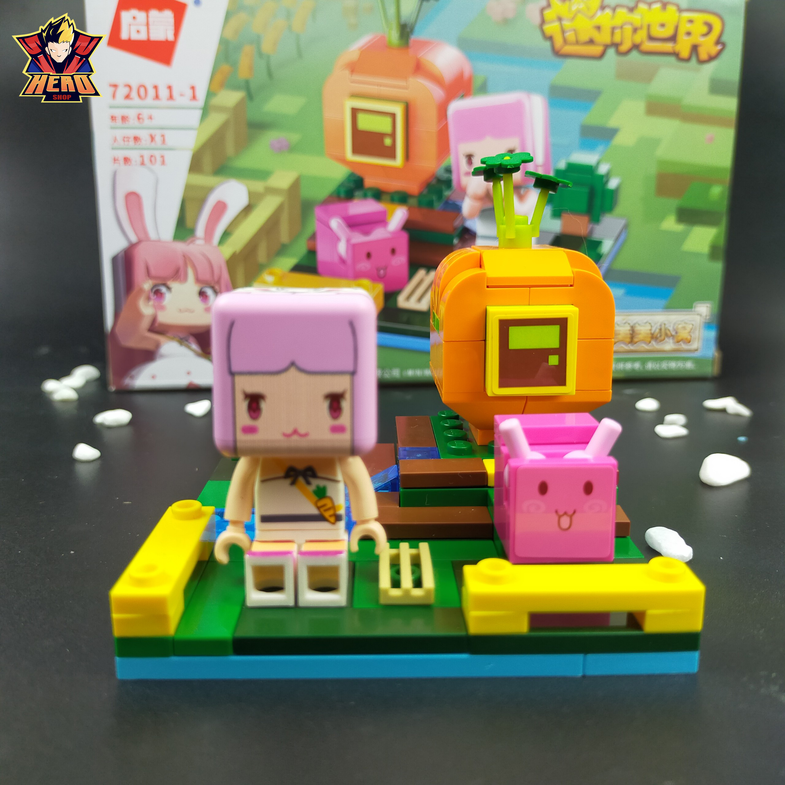 Lego Mini World Thỏ Hồng nuôi thỏ