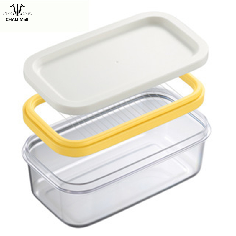 CHALI Butter Slicer Cutter Covered Butter Dish With Lid Easy Cutting Two 4oz Sticks Butter Plastic Butter Dish