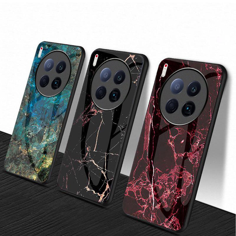 For Phone case Tecno Camon 40 Premier 40 Pro Fashion Marble Tempered Glass Protector Soft Frame Silicon Back cover Tecno 40Premier 40Pro.