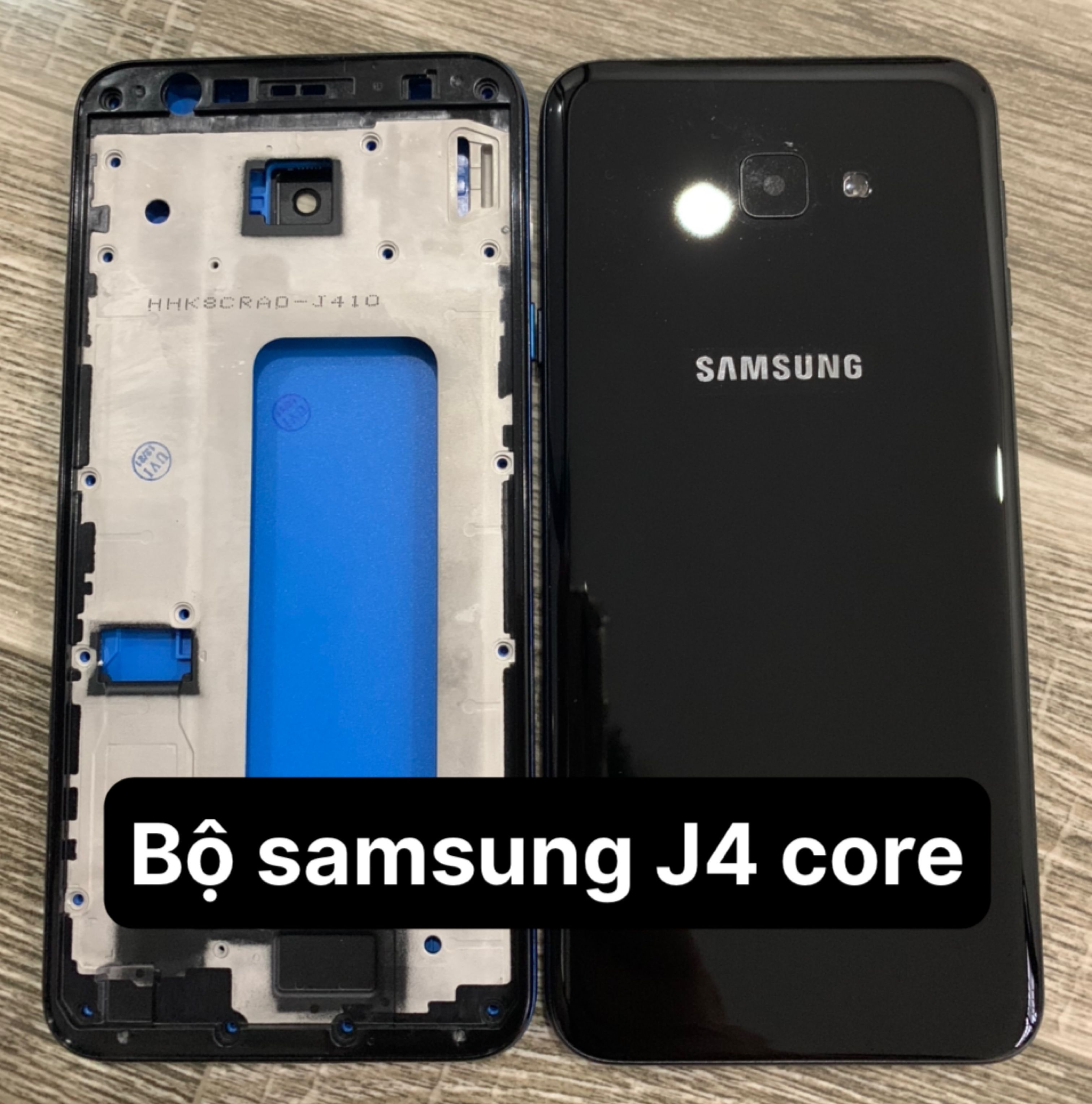 Bộ vỏ điện thoại zin hãng samsung J4 core . gồm lưng, sườn, phím bấm, kính camera