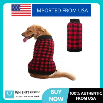 red plaid dog sweater