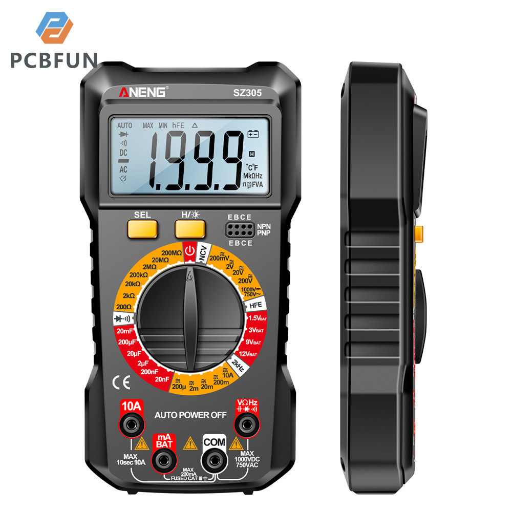 pcbfun Aneng Sz304 Sz305 Multimeter Volt Ohm Amp Meter Autoranging For Ac/dc Current Voltage Resistance Frequency Tester Maximum Count 2000