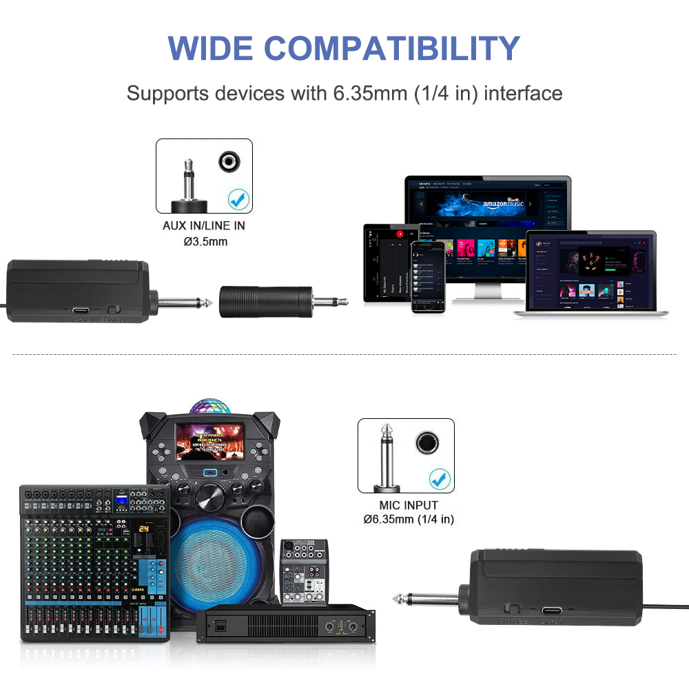 Mic-rô không dây năng động cầm tay micro Micro karaoke mic với Receiver sạc cho tiệc cưới Nhà thờ Câu lạc bộ