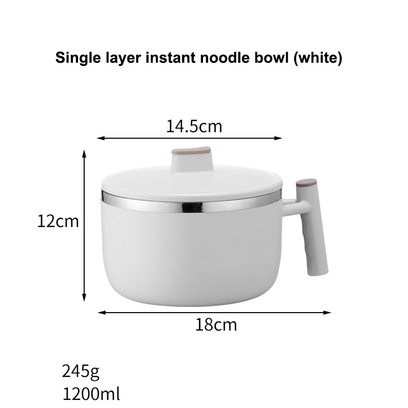 Instant Noodle Bowl 304 Student Round Instant Noodle Cup With Lid, Home Rice Bowl, Stainless Steel Soup Bowl, Instant Noodle Bowl, Lunch Box