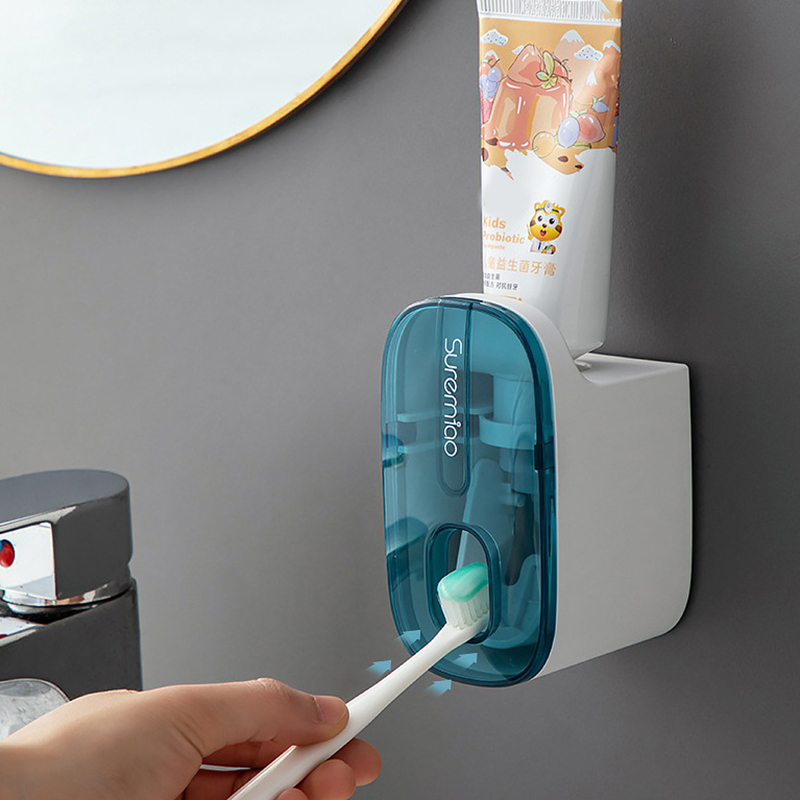 [FU💖] 1Pcs Automatic Toothpaste Dispenser Bathroom Accessories Wall Mount No Punching Lazy Toothpaste Squeezer Toothbrush Holder