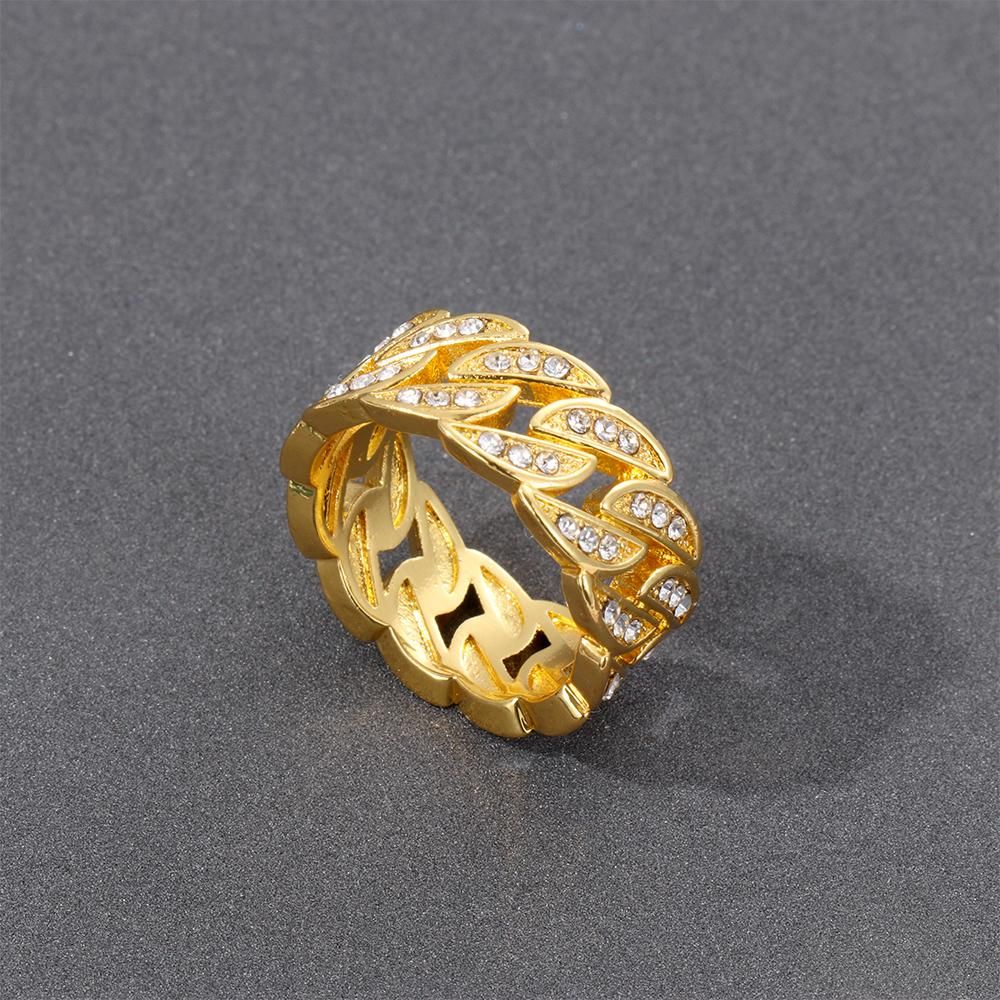 1 Chiếc Nhẫn Vàng Cuba 14K Chắc Chắn Nhẫn Đính Đá Trắng Với Nhẫn Kim Cương Trắng Quà Kỷ Niệm Nhẫn Cưới Trang Sức Cỡ 5-11