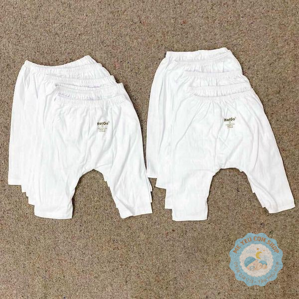 (3-13kg) Quần Dài Mặc Bỉm HotGa Cotton Trắng Cho Bé