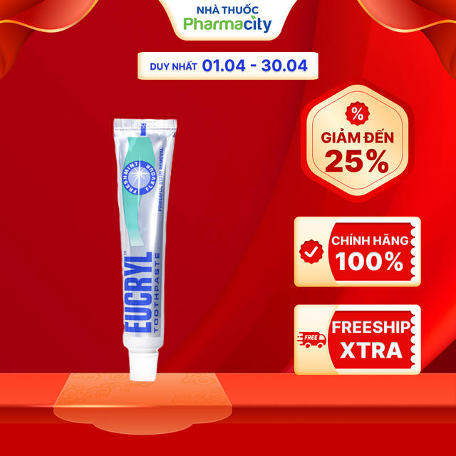 Kem đánh răng tẩy trắng vị bạc hà Eucryl (62g)