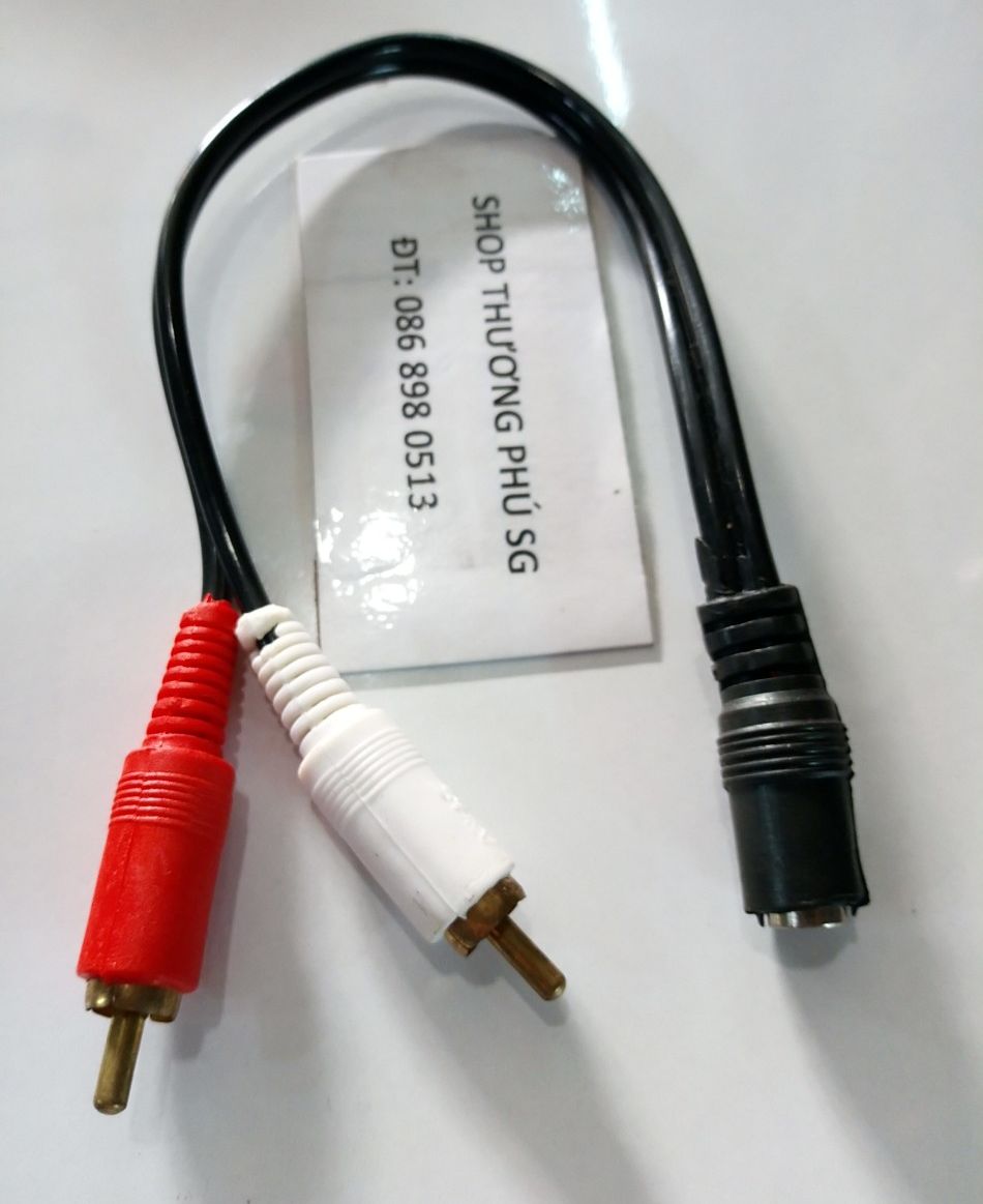 Cáp chuyển âm thanh 3.5mm ra 2 av: 2 đầu av ra 1 đầu 3.5mm - đoạn dây
