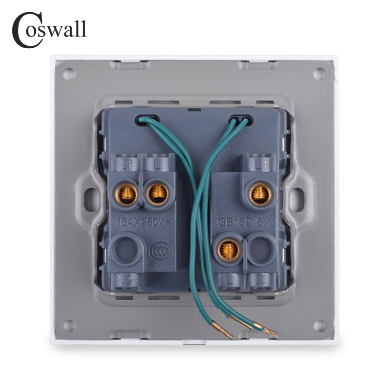 【TopazTrove】Coswall Stainless Steel Panel 2 Gang Way Light Switch On ...