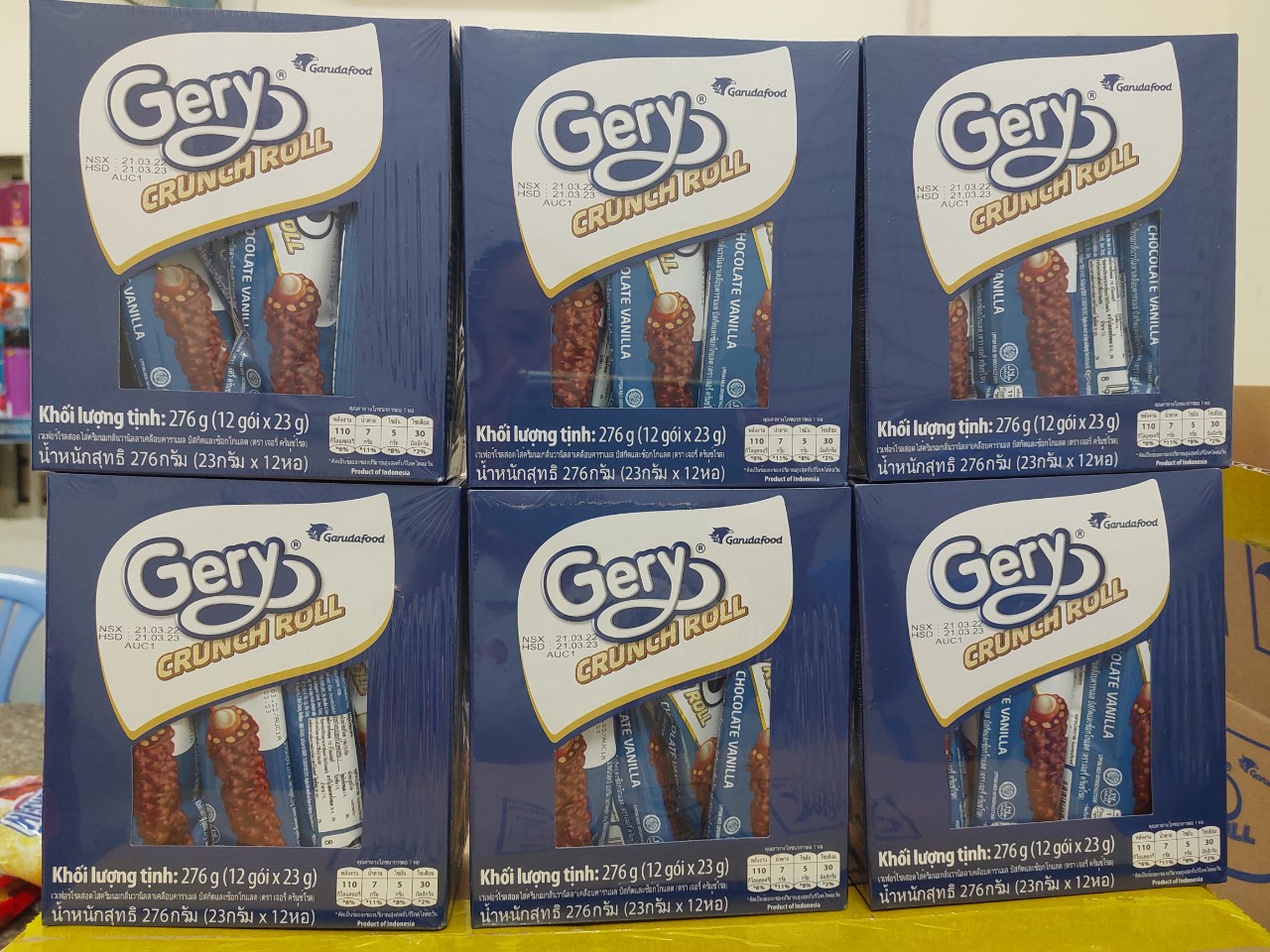 BÁNH CUỘN PHỦ SOCOLA GERY CRUNCH ROLL 276G (12 CHIẾC)