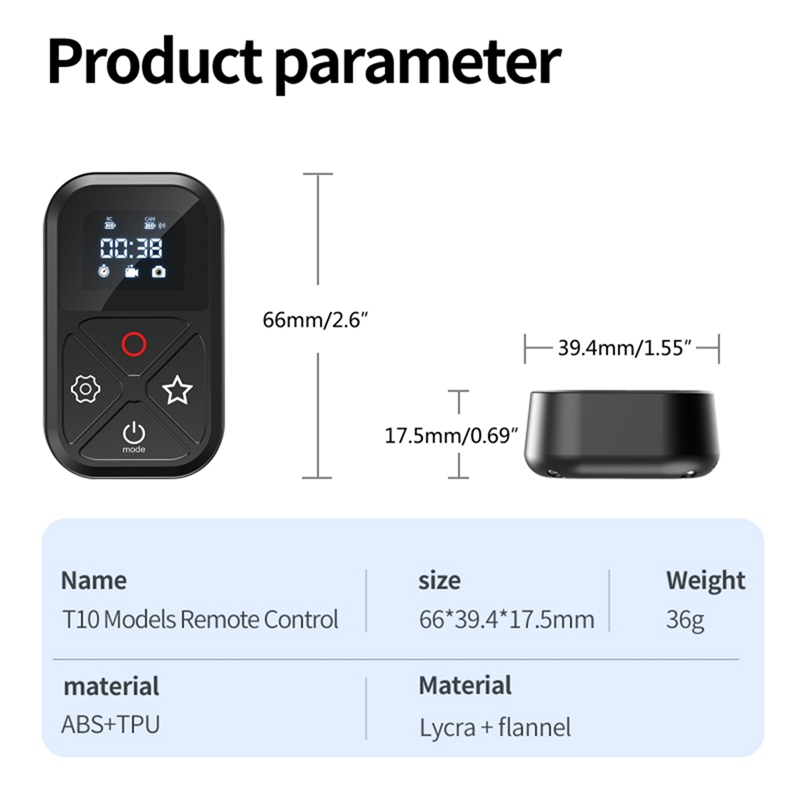 Smart Wireless Remote Control Waterproof Camera Controller for Go Pro Hero 8/9/10 MAX Remote Bluetooth-Compatible Durable Durable in Use Black