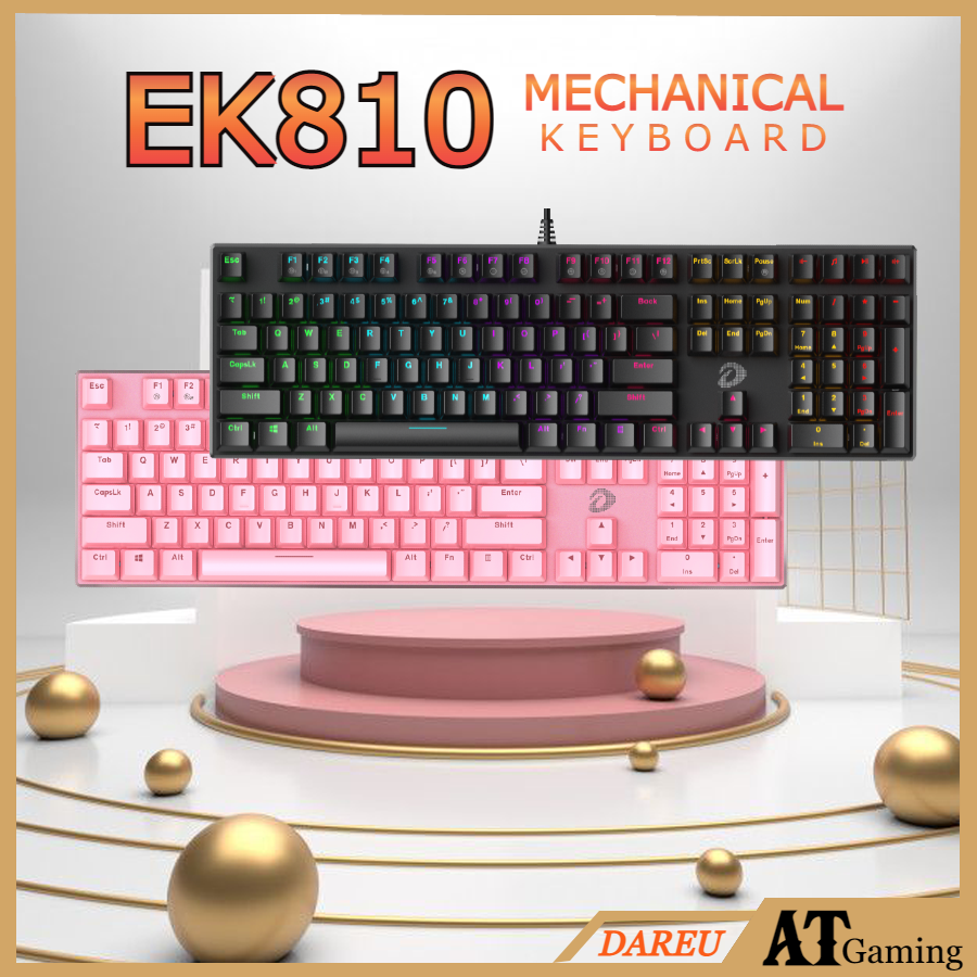 Bàn phím cơ Gaming DAREU EK810  (PINK-LED, Blue/ Brown/ Red D switch)