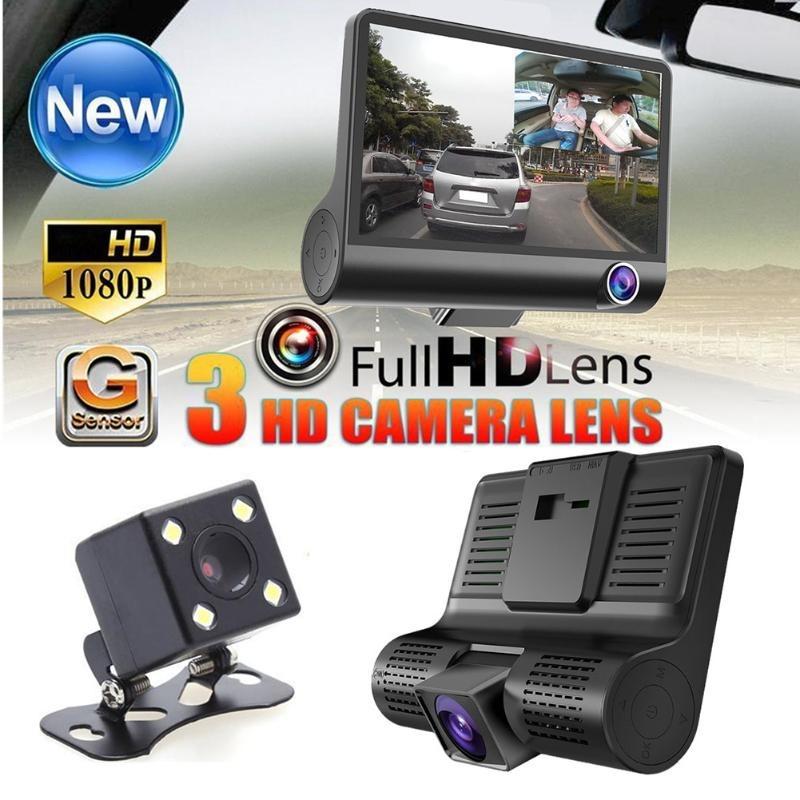 4 inch Car Camera DVR 3 Lens 1080P HD 170 Wide Angle Car DVR Dash G-sensor with Rear view Cam Car Recorder Registrar Car Styling
