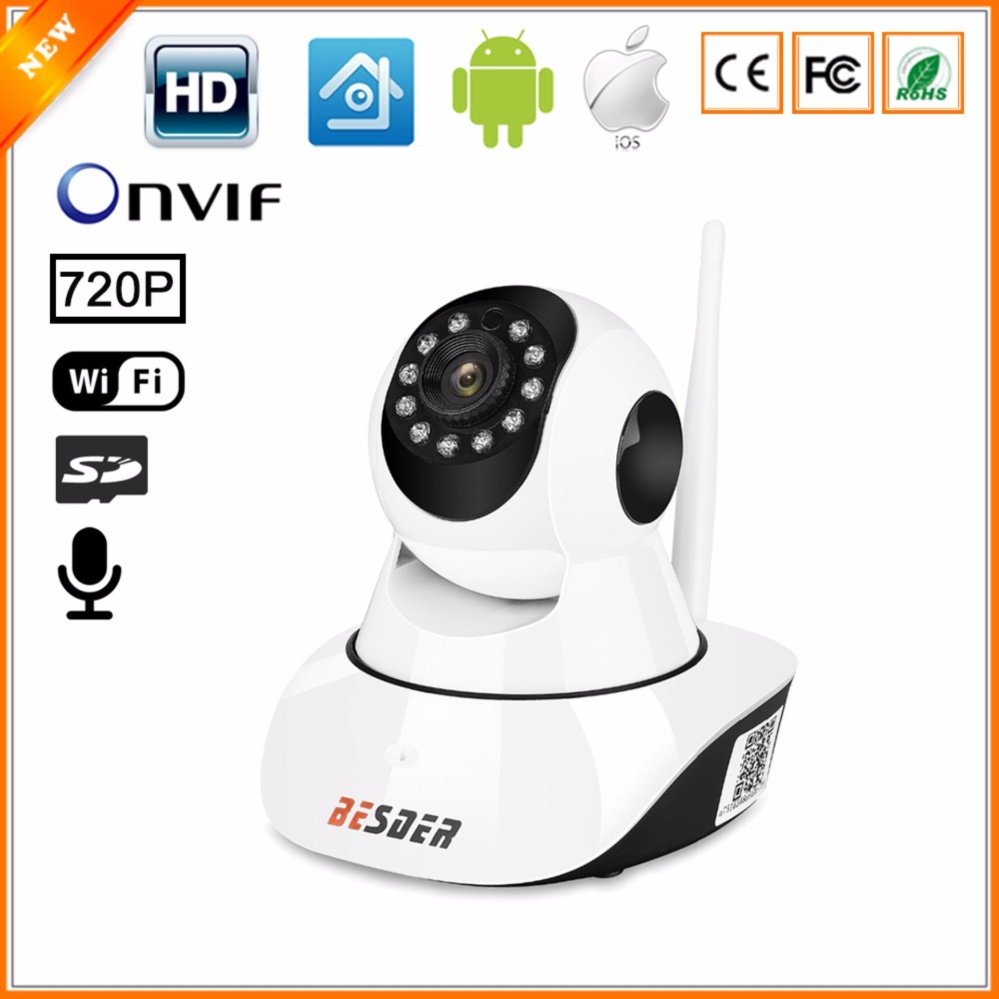 BESDER 720P Wifi 360 Camera Pan Tilt Wireless IP Security Camera Baby Monitor Camera Support Night Vision Motion Detection Phone Alert Two Way Audio SD Card Max 32G(NOT INCLUDED) – intl
