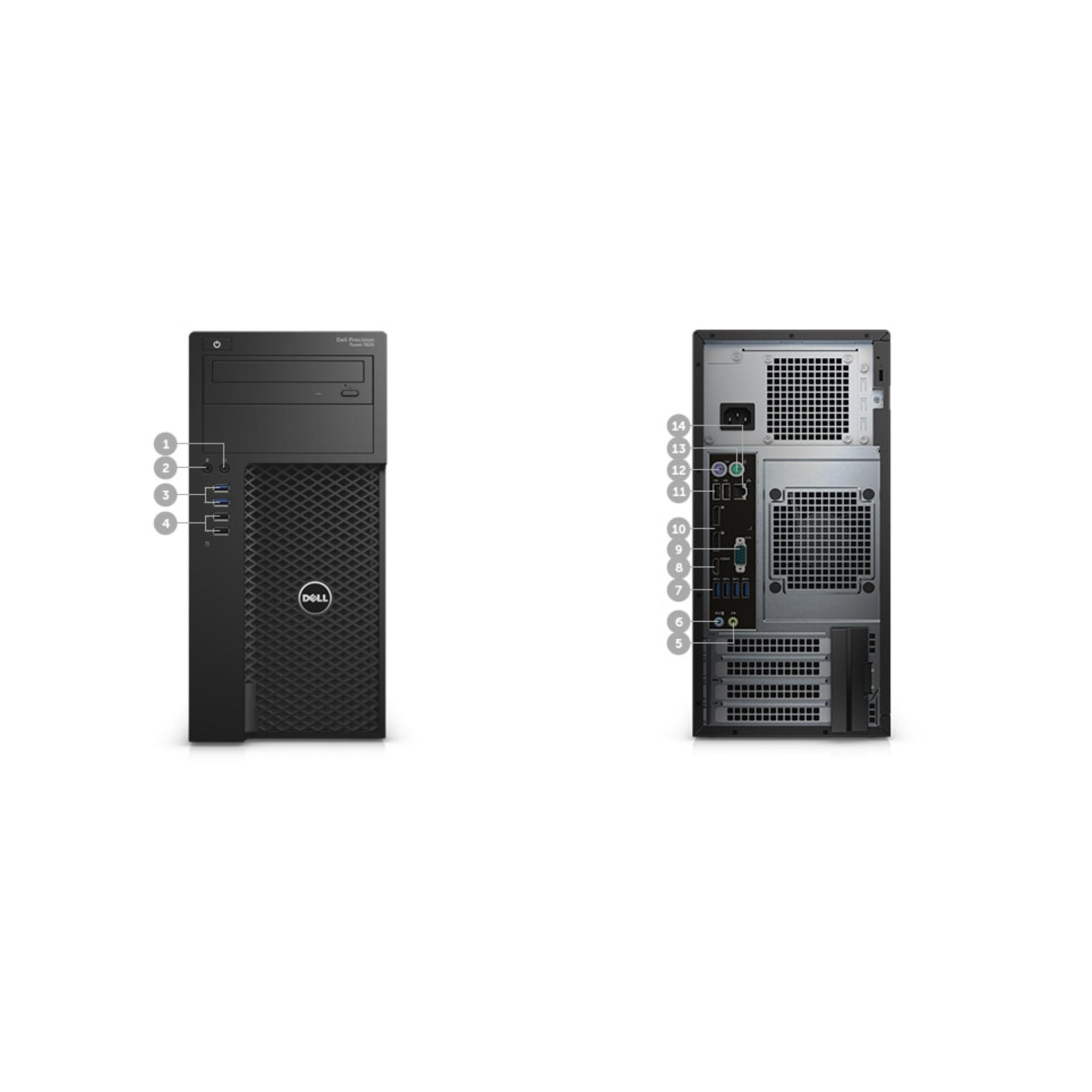 DELL PRECISION TOWER 3620 New IntelR XeonR E3 1240 v5 Quad Core HT 8GB RAM 256gb SSDDual NVIDIAR NVS 510 2GB 4mDP 8 mDP DP adapters