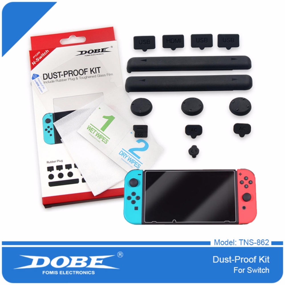 Dust Proof Kits Dust Prevention Cover Case Pack with Joy-Con Grips Tempered Glass Protector for Nintendo Switch – intl