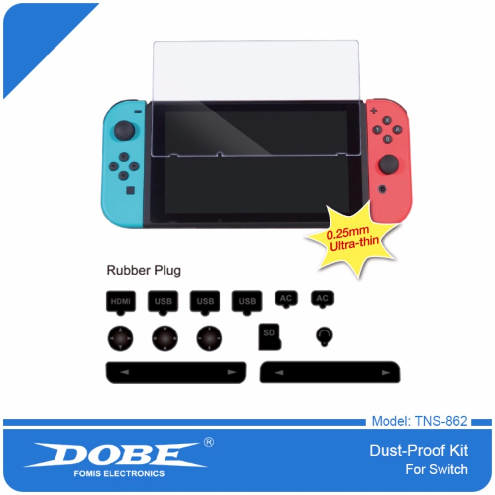 Dust Proof Kits Dust Prevention Cover Case Pack with Joy-Con Grips Tempered Glass Protector for Nintendo Switch - intl