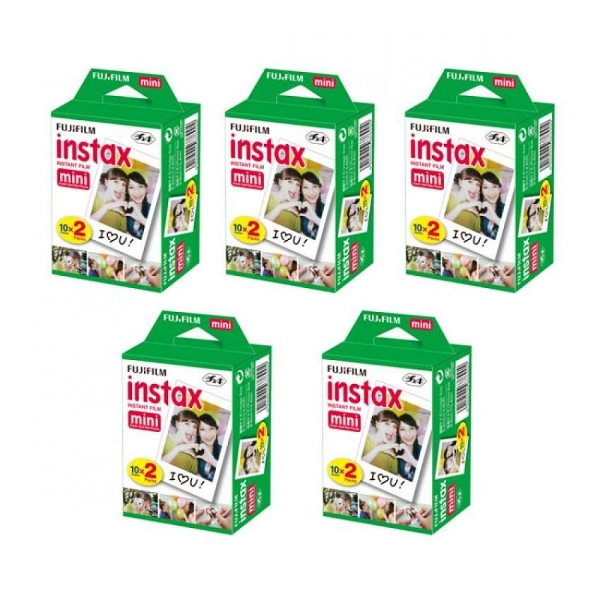 Fujifilm Instax Mini Twin Pack Instant Film – 5 pack (100 sheets) for Fujifilm Instax Mini 7s, Mini 8, Mini 25, Mini 50S, and mini 90