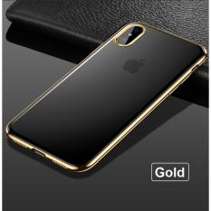 (Gold) iPhone XS / X Ultra Slim Shell Plated Border Case Casing Cover