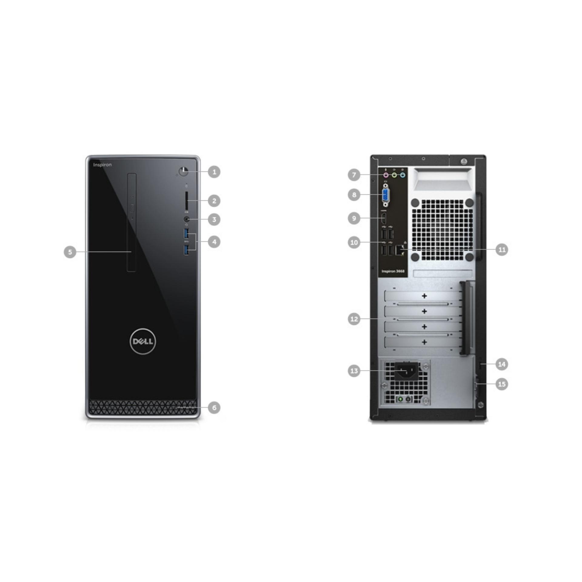 INSPIRON DESKTOP 3668 New 7th Gen Intel Core i5 7400 8GB RAM 128GB SSD+ 1TB NVIDIAR GeForceR GT 1030 with 2GB GDDR5 Graphics Memory