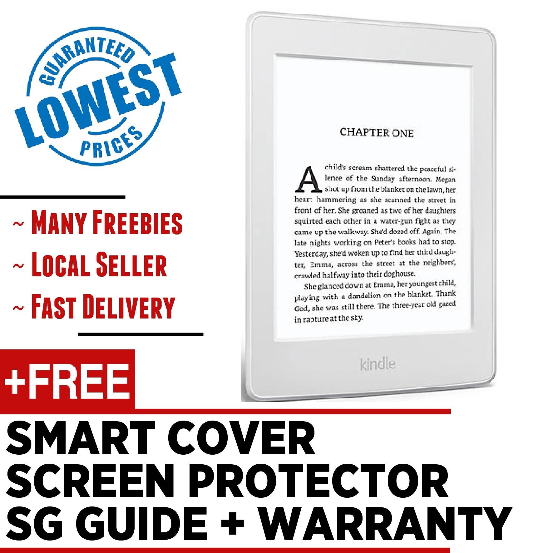 Latest 2017 Amazon Kindle Paperwhite 300 PPI + Screen Protector + Smart Wake Leather Cover + SG Tutorial Guide + Warranty
