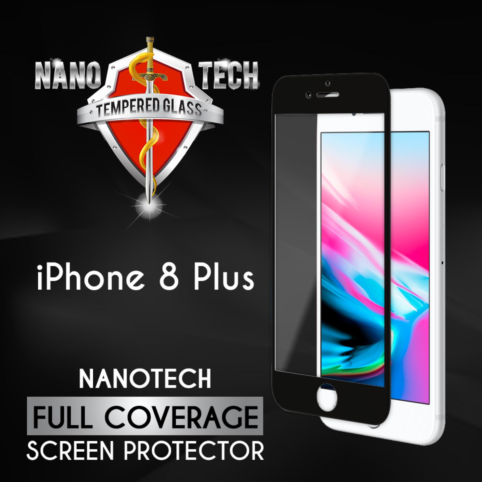 Nanotech iPhone 7 Plus/8 Plus Full Coverage Tempered Glass Screen Protector [Black]
