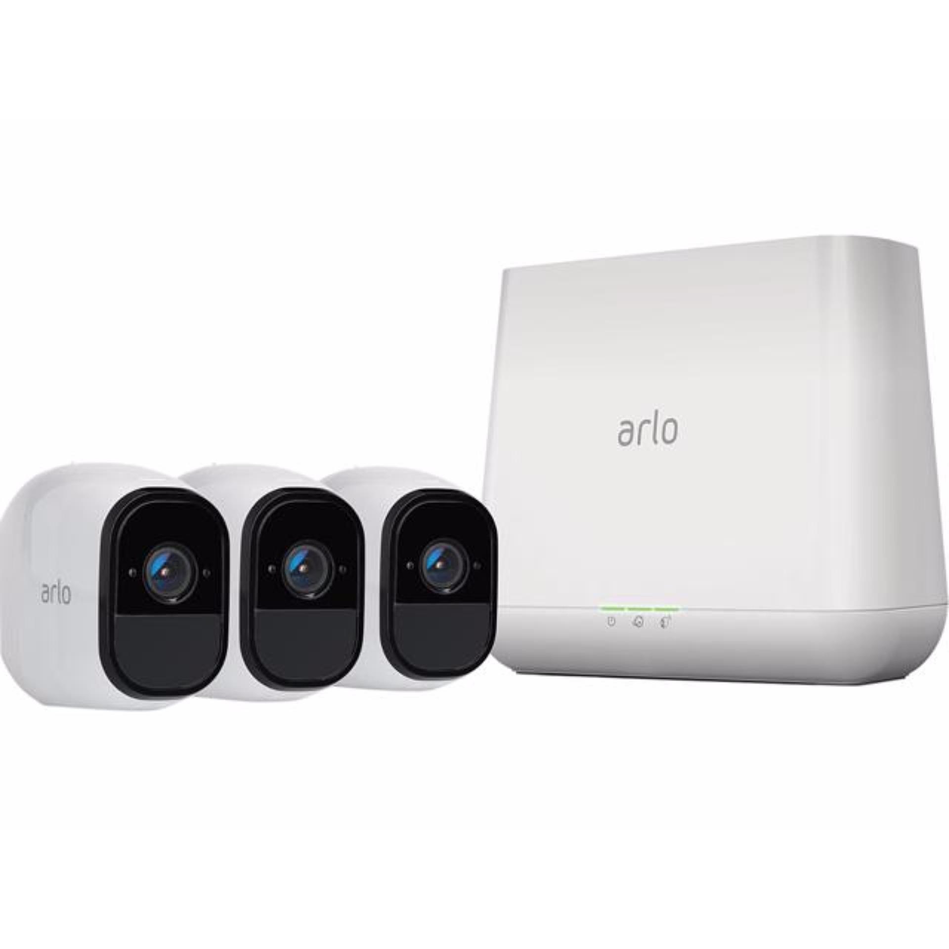 NETGEAR VMS4330 Arlo Pro Security System 3 Rechargeable Wire-Free HD Night Vision Indoor / Outdoor Security Camera with Audio and...