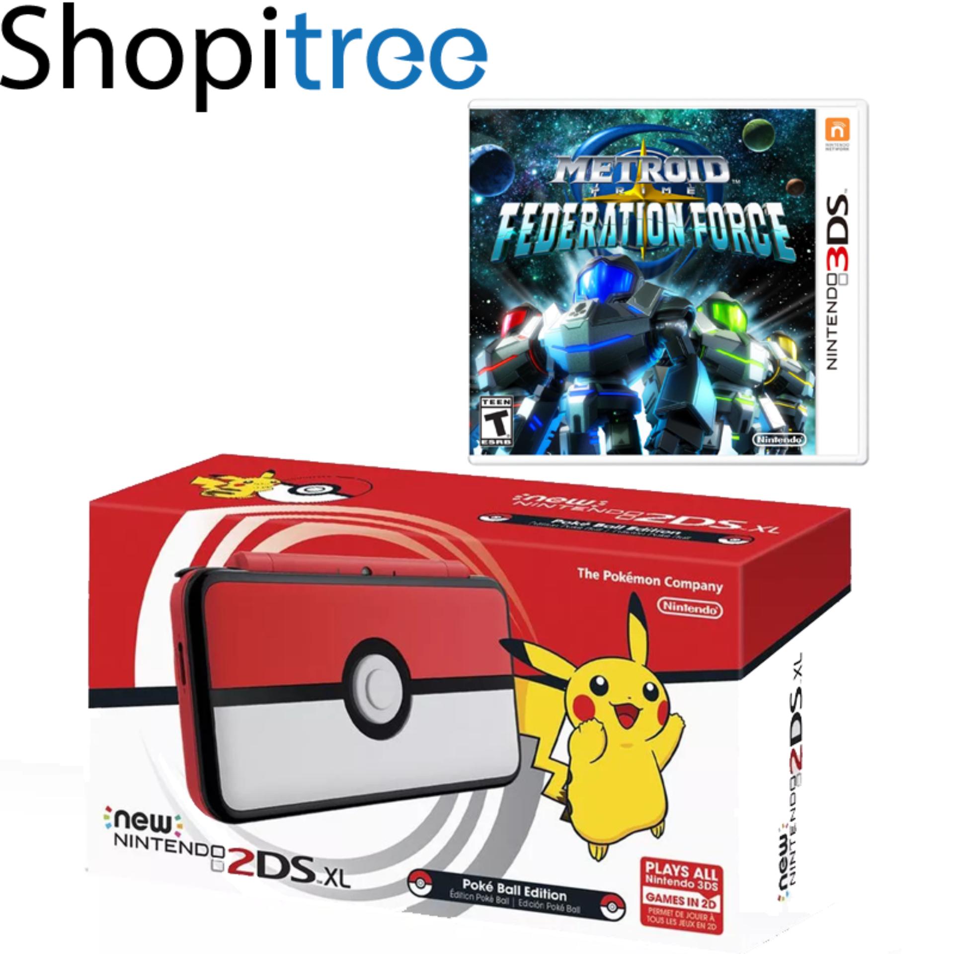 New 2DS XL Console Pokeball Edition + 3DS Metriod Prime: Federation Force