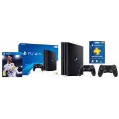 PS4 1TB Pro Console with 2 Controllers (Black) + FIFA 19