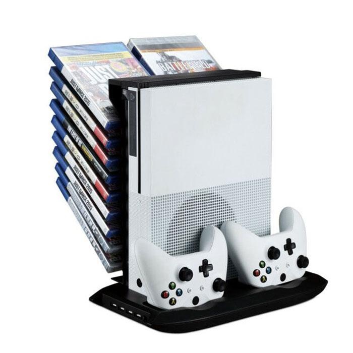 Stand Holder Cooling Fan Charging Station Storage For XBOX ONE S Black - intl
