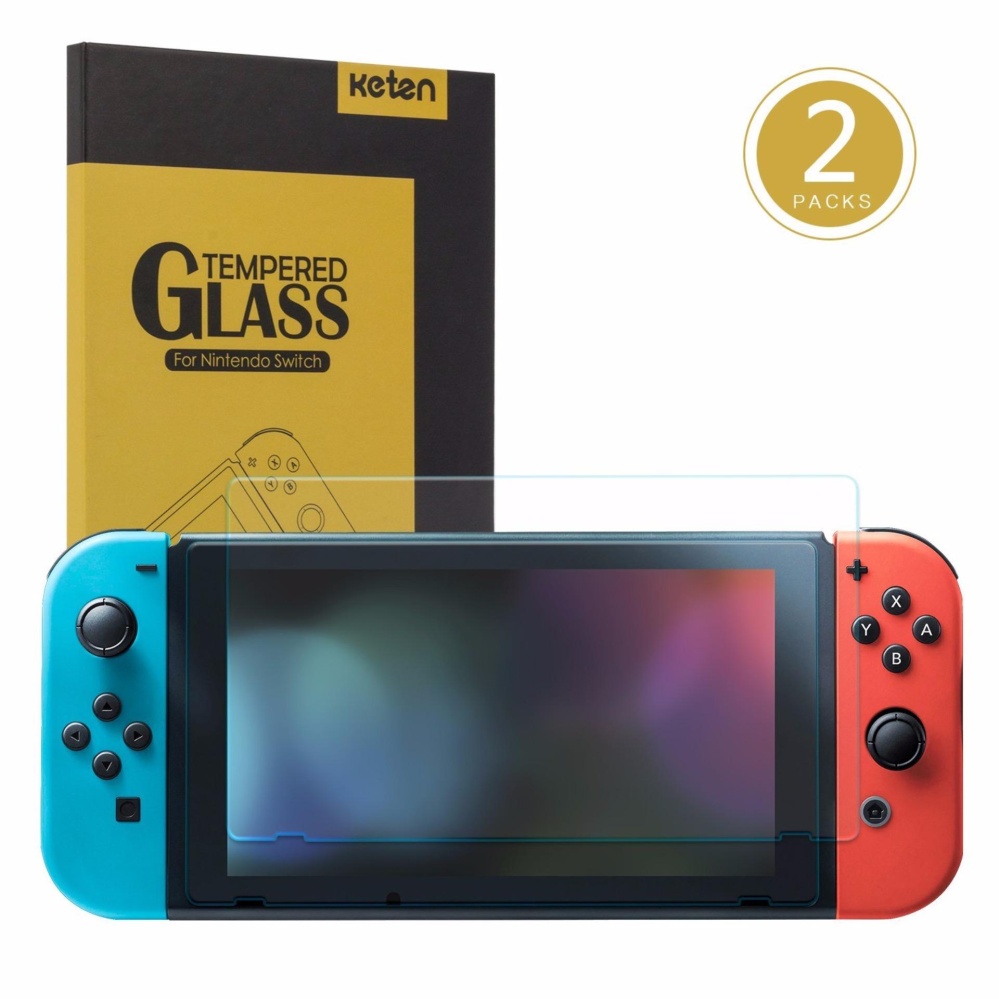 Nintendo Switch Screen Protector 2-Pack, Keten Switch Screen Protector Tempered Glass 9H Hardness/ Bubble Free/ Anti-Scratch/ Anti-Fingerprint Protective Screen Protector for Nintendo Switch 2017