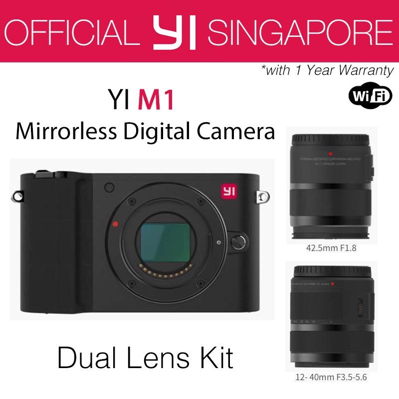 YI M1 Mirrorless Digital Camera with 12-40mm F3.5-5.6 Lens / 42.5mm F1.8 Lens Storm Black (International Edition)