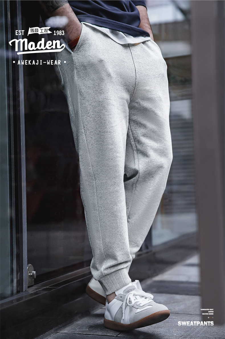 Maden brand tooling style 2023 autumn new American retro waist elastic waist terry sweatpants straight stitching men morning running casual sweatpants