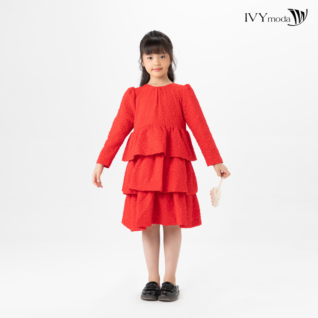 Đầm bé gái xòe xếp tầng IVY moda MS 48G1479