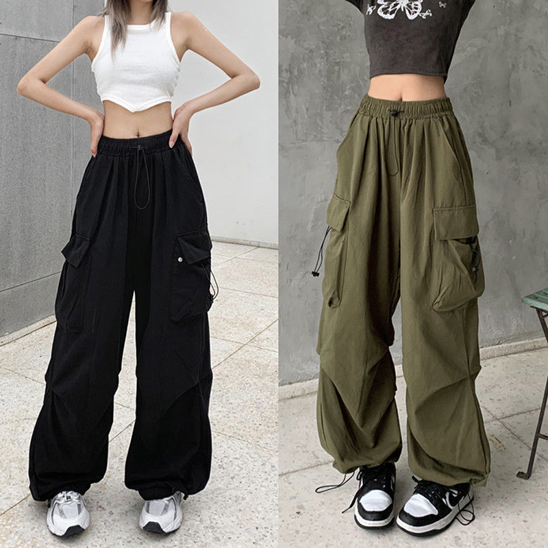 Vintage%20Pockets%20Cargo%20Pants%20Drawstring%20High%20Waist%20Streetwear%20Harajuku%20Baggy%20Wide%20Leg%20Trousers%20Women%20Y2k%20Korean%20Fashion%20Bottoms%20-%20Image%203