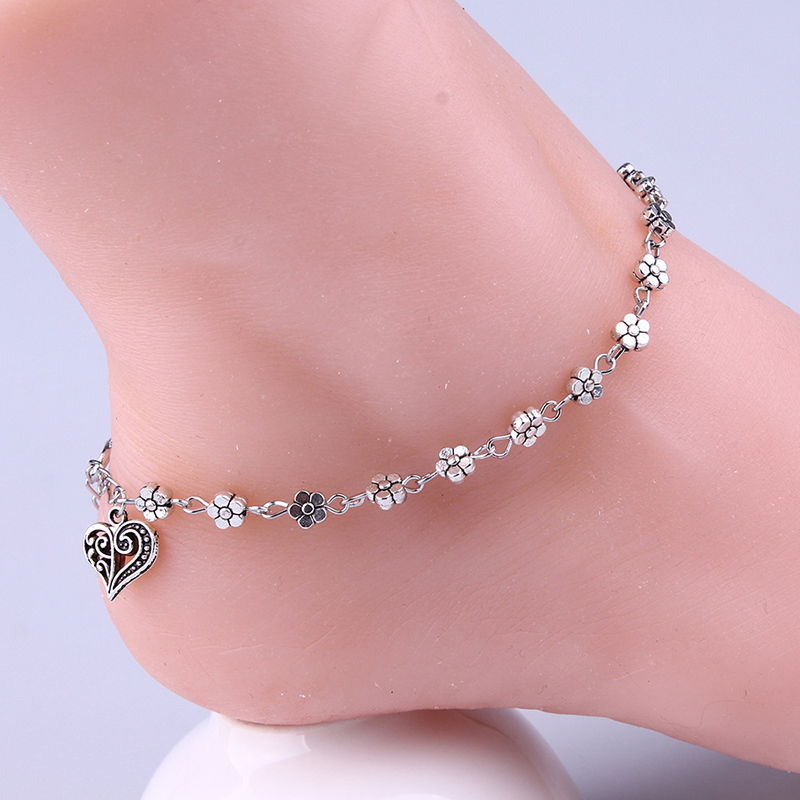 Wholesale Anklets For Wo Silver Chain Anklet Bracelet Heart Floral