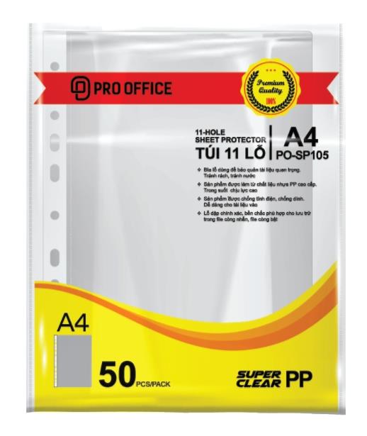 Sơ mi lỗ A4, túi 11 lỗ  Pro Office PO SP105
