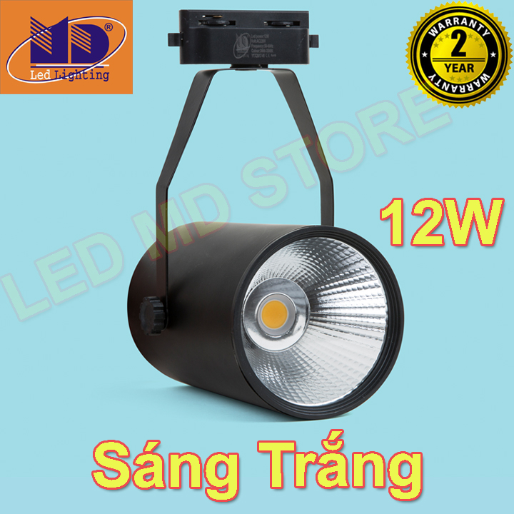 Đèn led rọi ray cob vỏ đen ánh sáng vàng 12w - md68