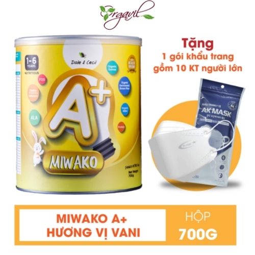 Sữa Miwako A+ Hộp 700g - Sữa Công Thức Thực Vật Hữu Cơ Miwako A+ Vị Vani thumbnail
