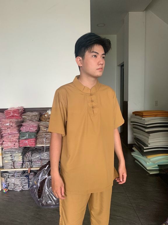 ĐỒ LAM ĐI CHÙA  3 Nút Tay Ngắn