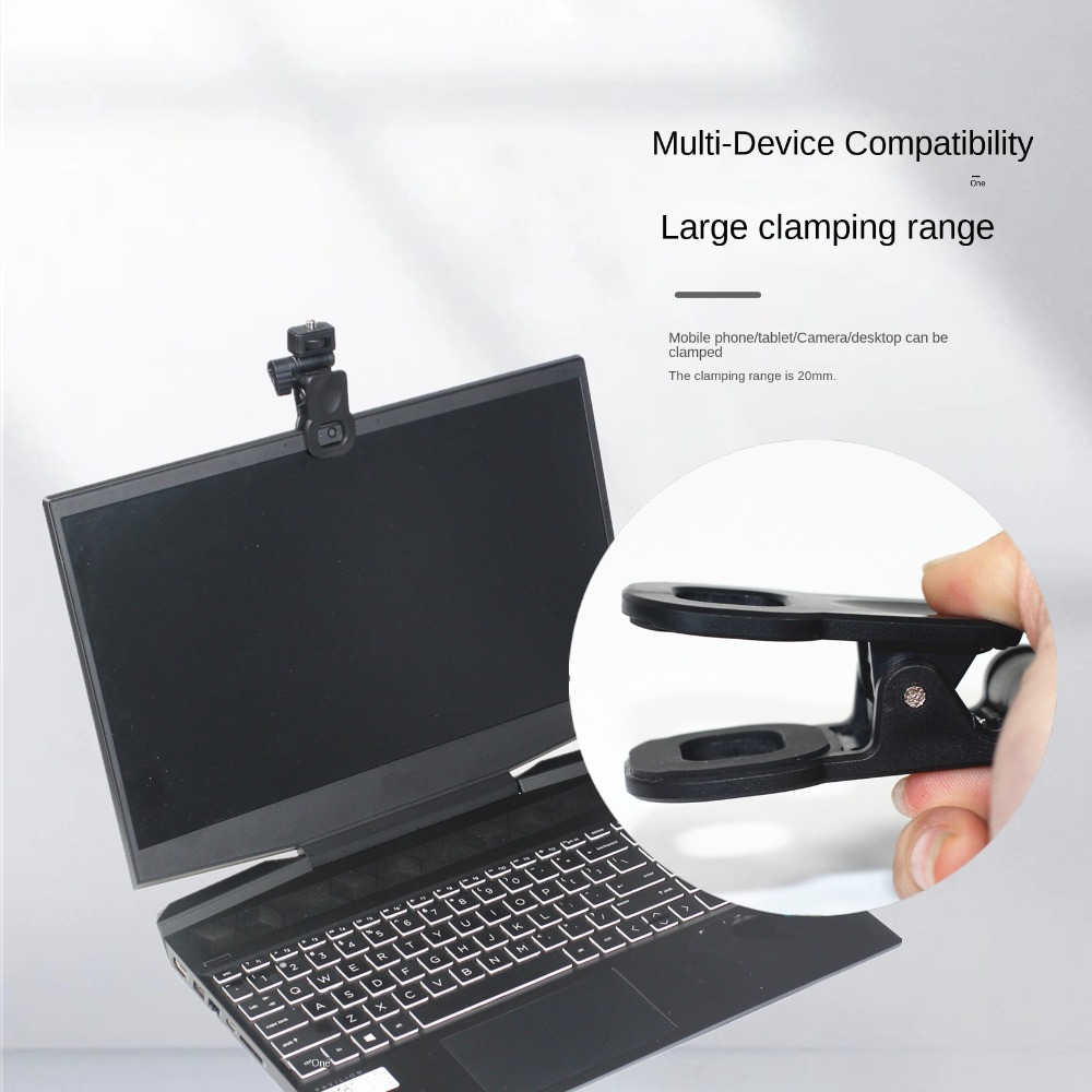 BMKOR 2 Pcs 1/4 Screw Mount Mini Fill Light Clip Plastic Mobile Phone Computer Fill Light Fixed Video Light Mount Clamp Universal Portable LED Selfie Fill Light Clamp Photography Accessory