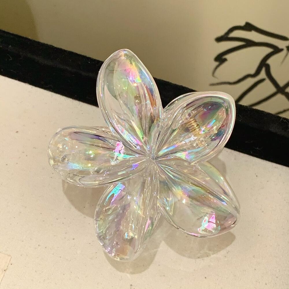 Kẹp tóc hoa sứ hologram trong màu 8cm