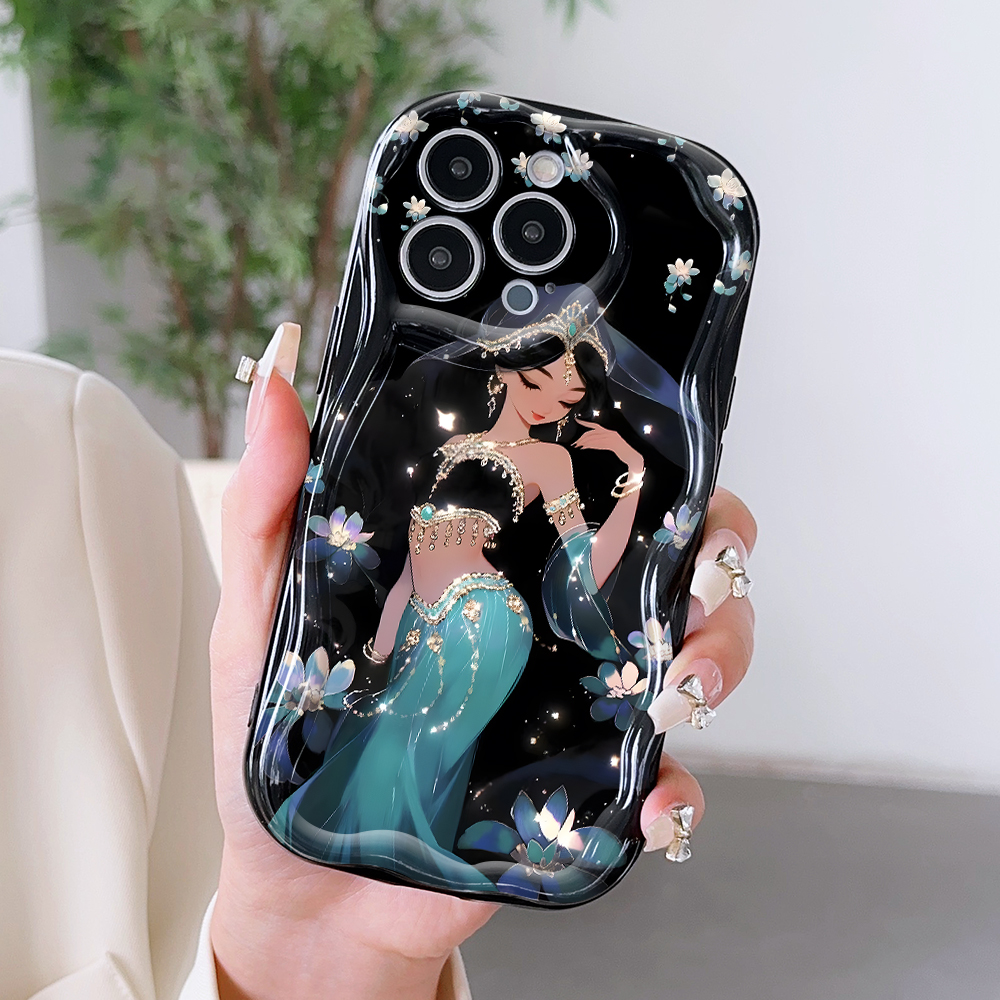 Jizetin for Redmi A3 A3x Back Cover Back Cover Beautiful Princess Cream Wavy Edge Soft Silicone Phone Case. 