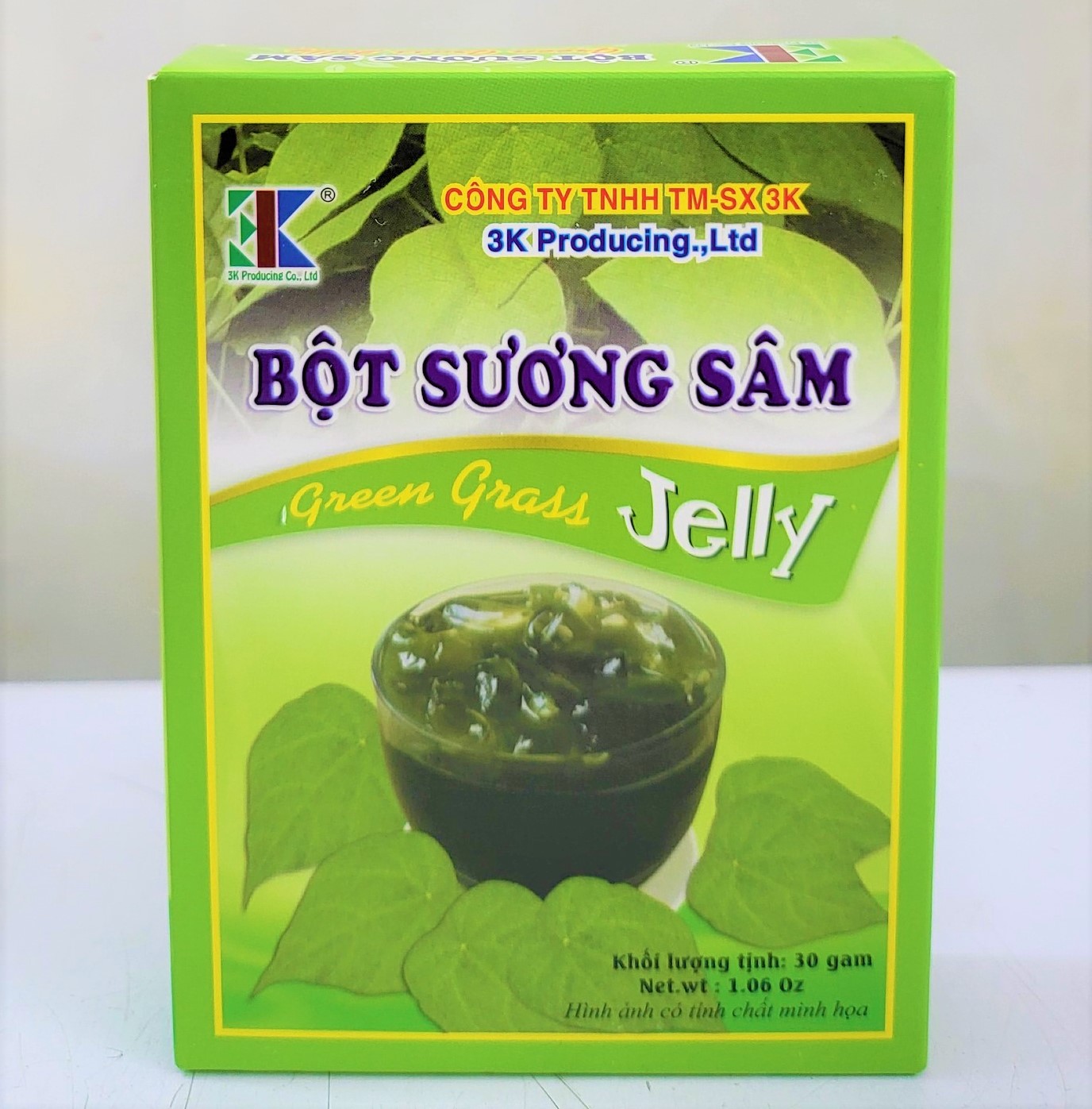 [Hộp 30g] BỘT SƯƠNG SÂM [VN] 3K Green Grass Jelly