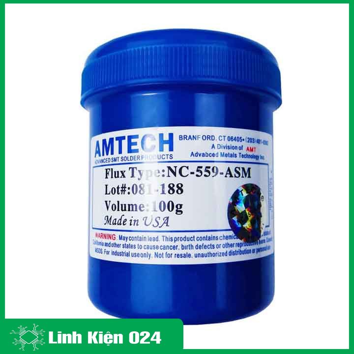 Mỡ hàn Amtech NC-559-ASM mỡ trắng lọ màu xanh cao cấp