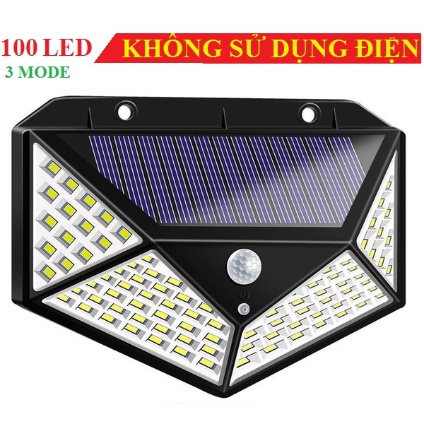 Đèn năng lượng mặt trời solar 100 led 15w 3 chế độ sáng pin 1200mah chống nước
